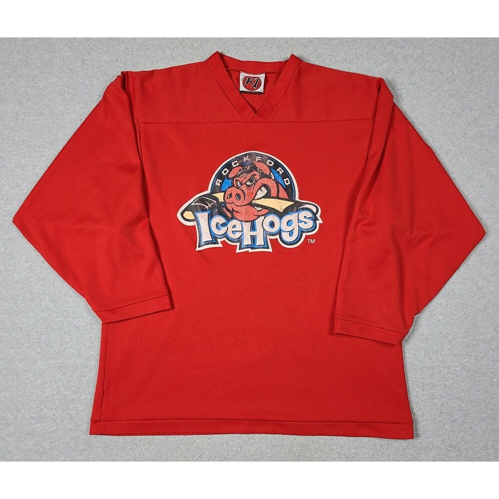 Vintage Rockford Icehogs K1 Hockey Jersey Sz M Sports Red AHL Illinois